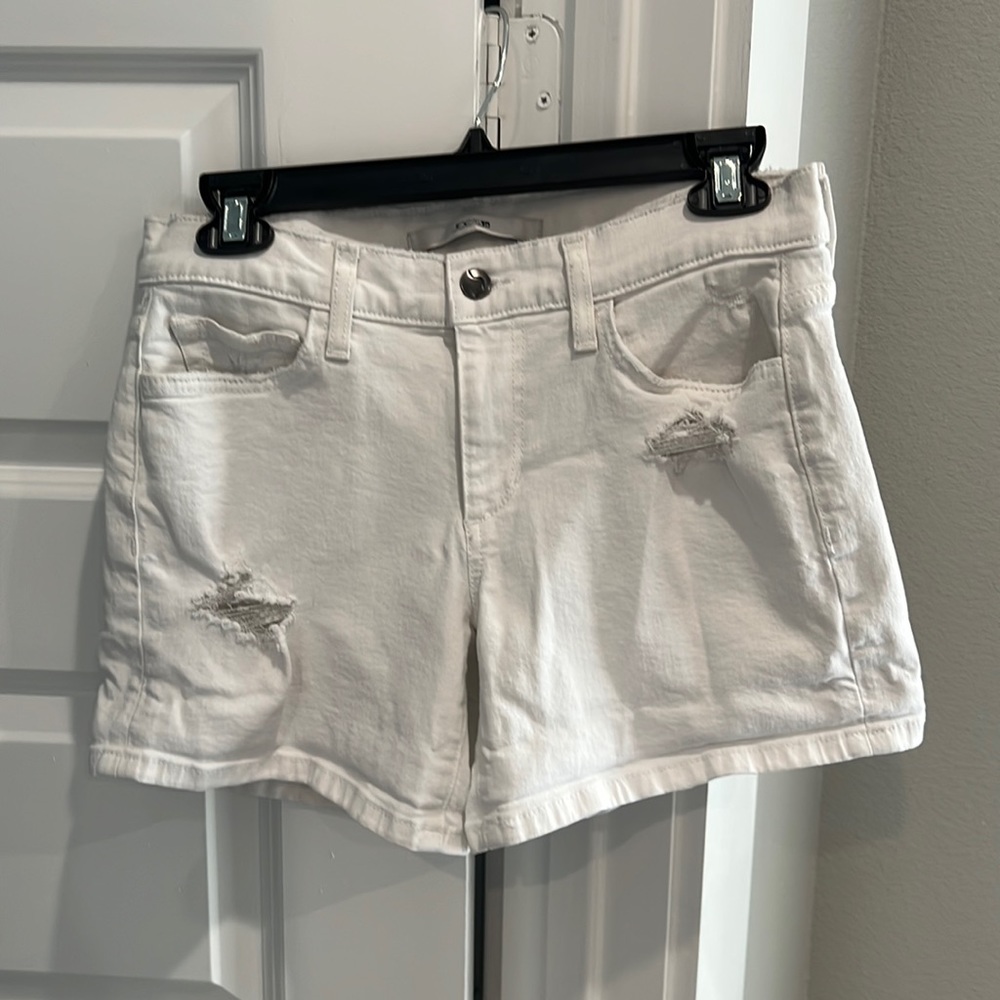 Joe’s white distressed jean shorts